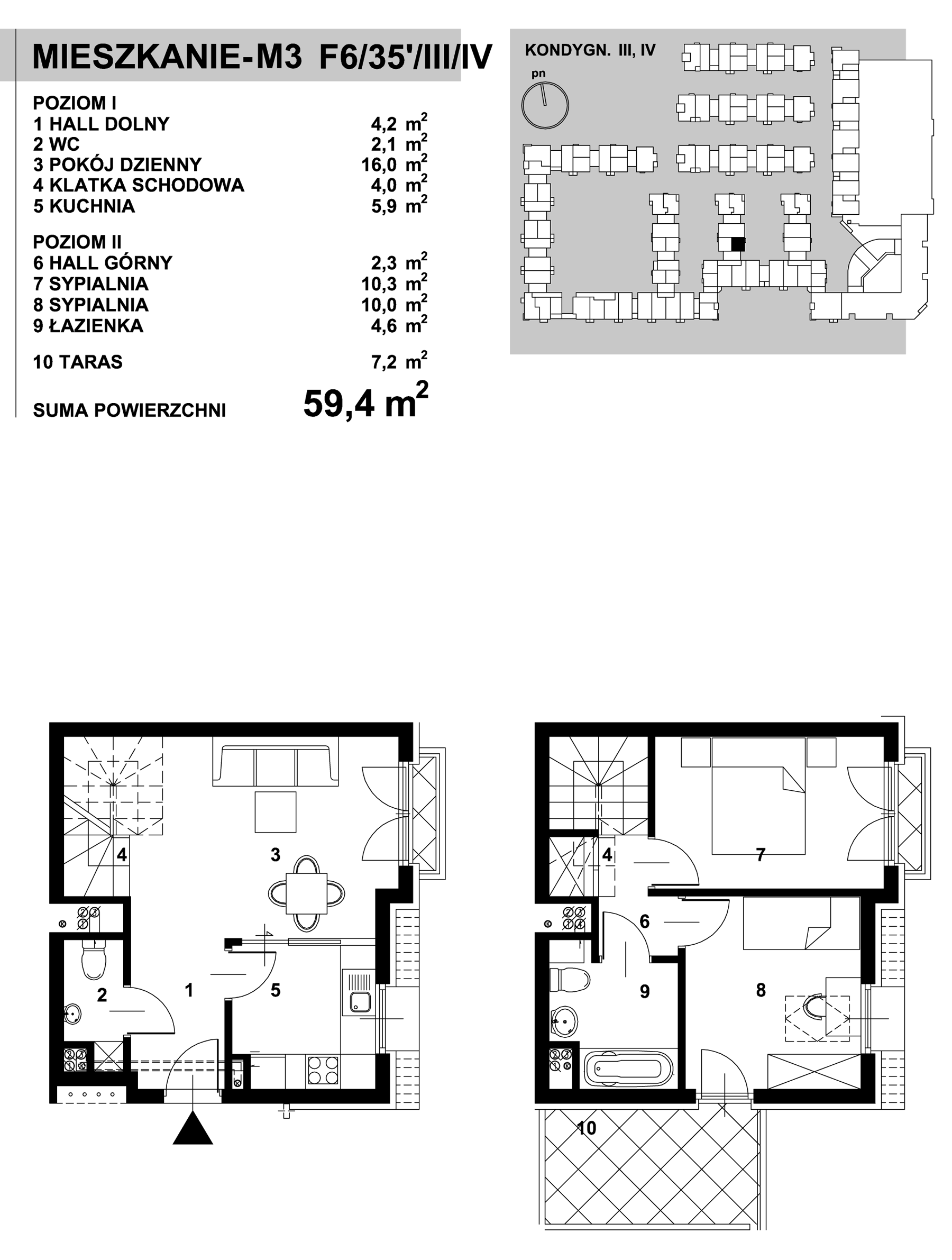 Mieszkanie M3 – F6-35  – III-IV – 59,4 m2