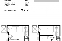 Mieszkanie M3 – F6-35 – III-IV – 58,4 m2