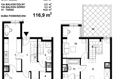 Mieszkanie M5 – F2-34L – III-IV – 116,9 m2